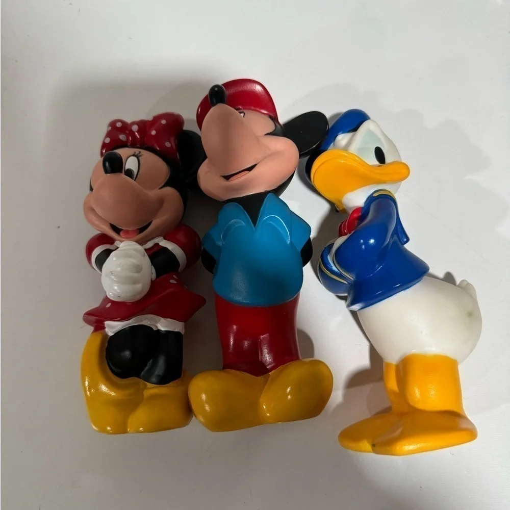DISNEY Vintage rubber squeaky bath toys set of 3 mickey,Minnie and Donald Duck